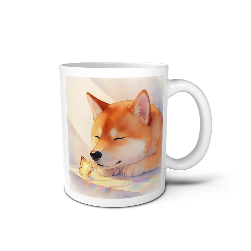 柴犬と蝶々 マグカップ