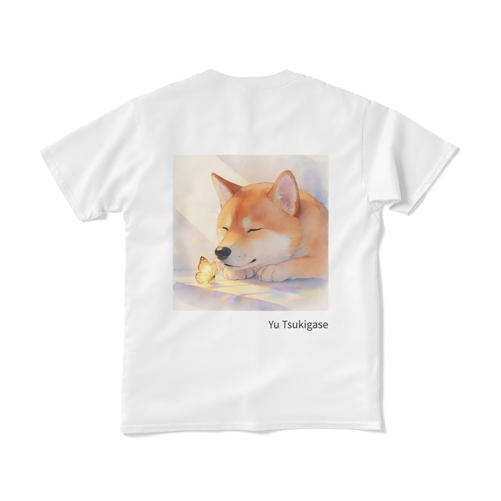 柴犬と蝶々 Tシャツ