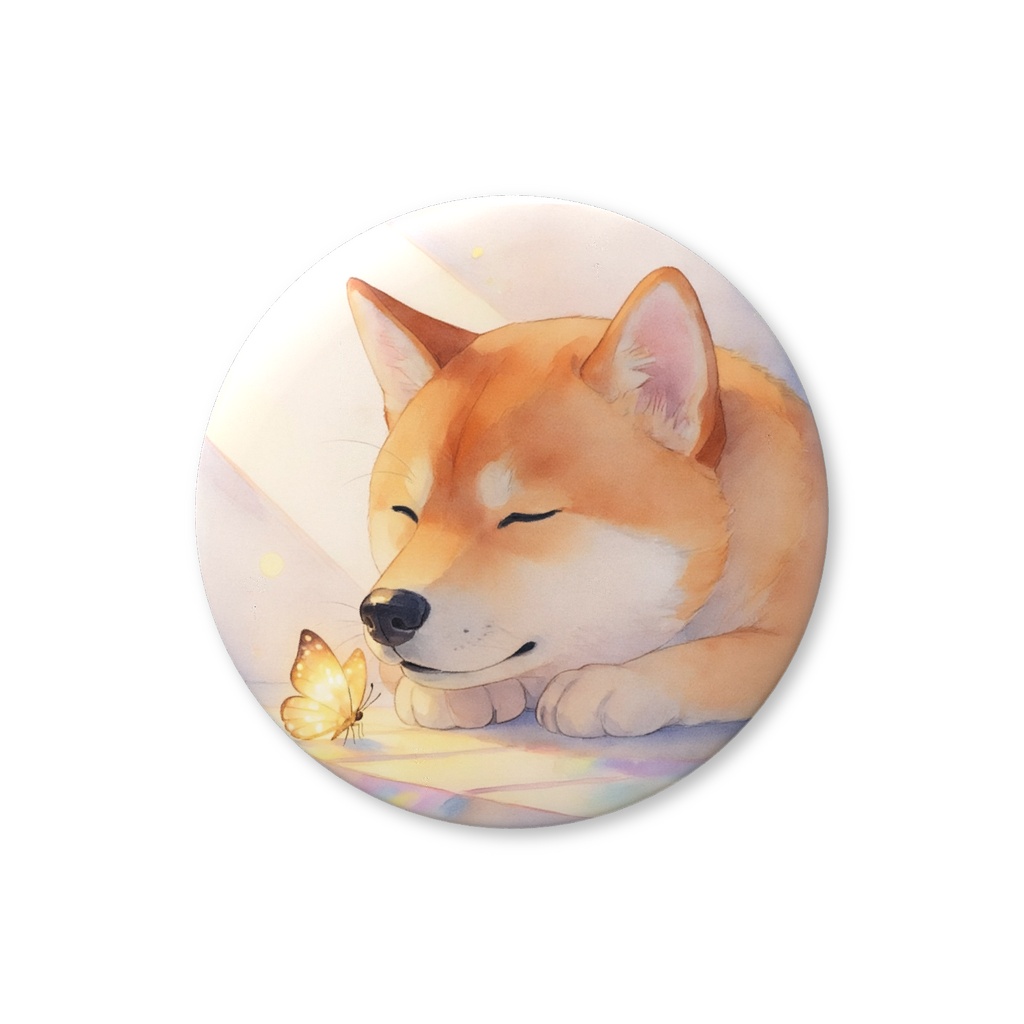 柴犬と蝶々 缶バッジ