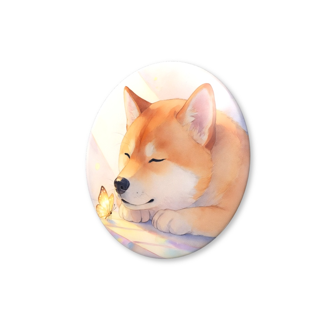 柴犬と蝶々 缶バッジ