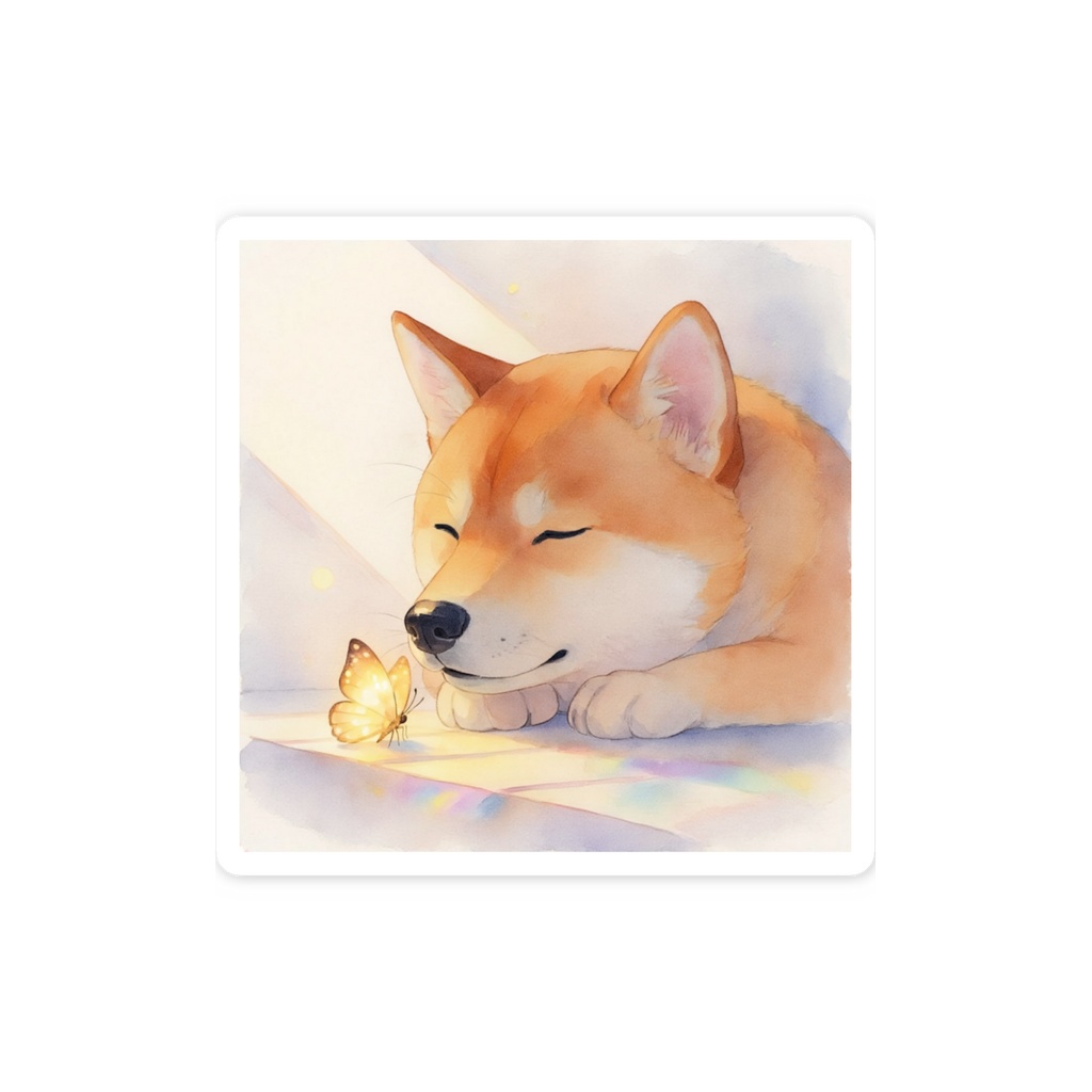 柴犬と蝶々 スマホステッカー