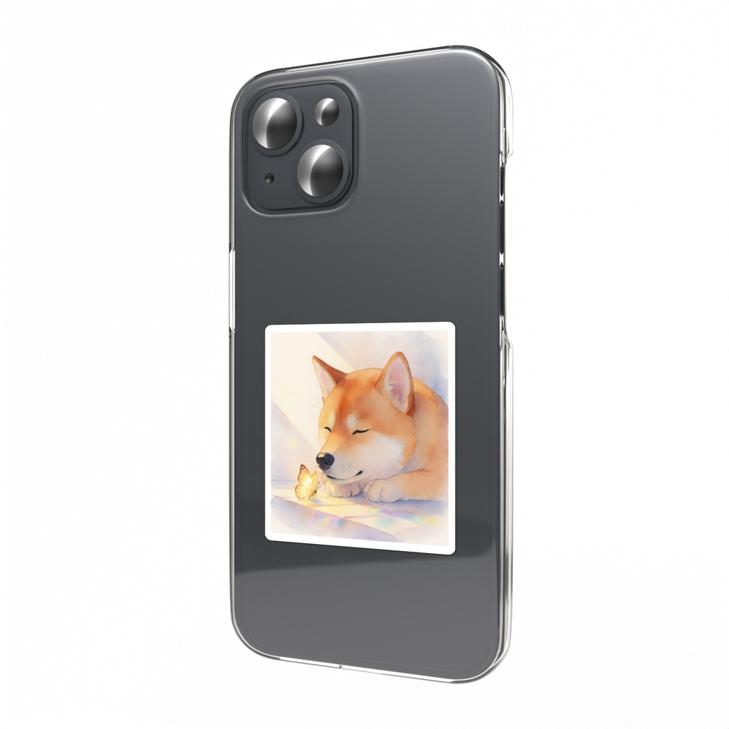 柴犬と蝶々 スマホステッカー
