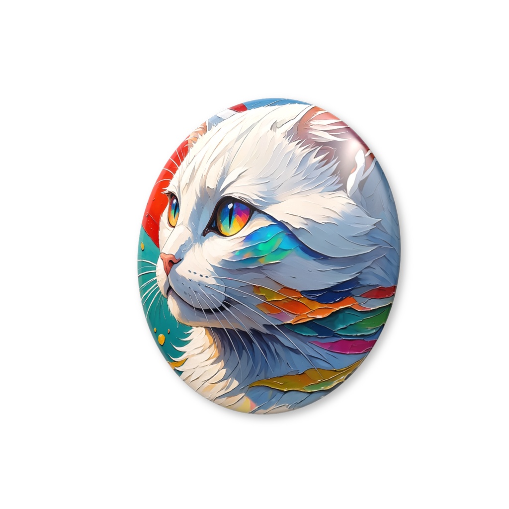 白猫 缶バッジ