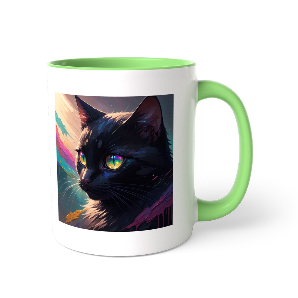 黒猫 ツートンカラーマグカップ