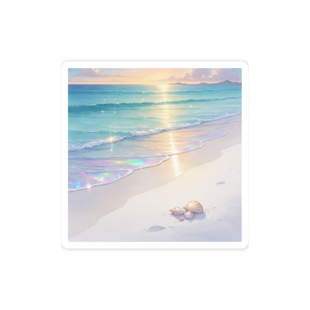 朝の海 スマホステッカー