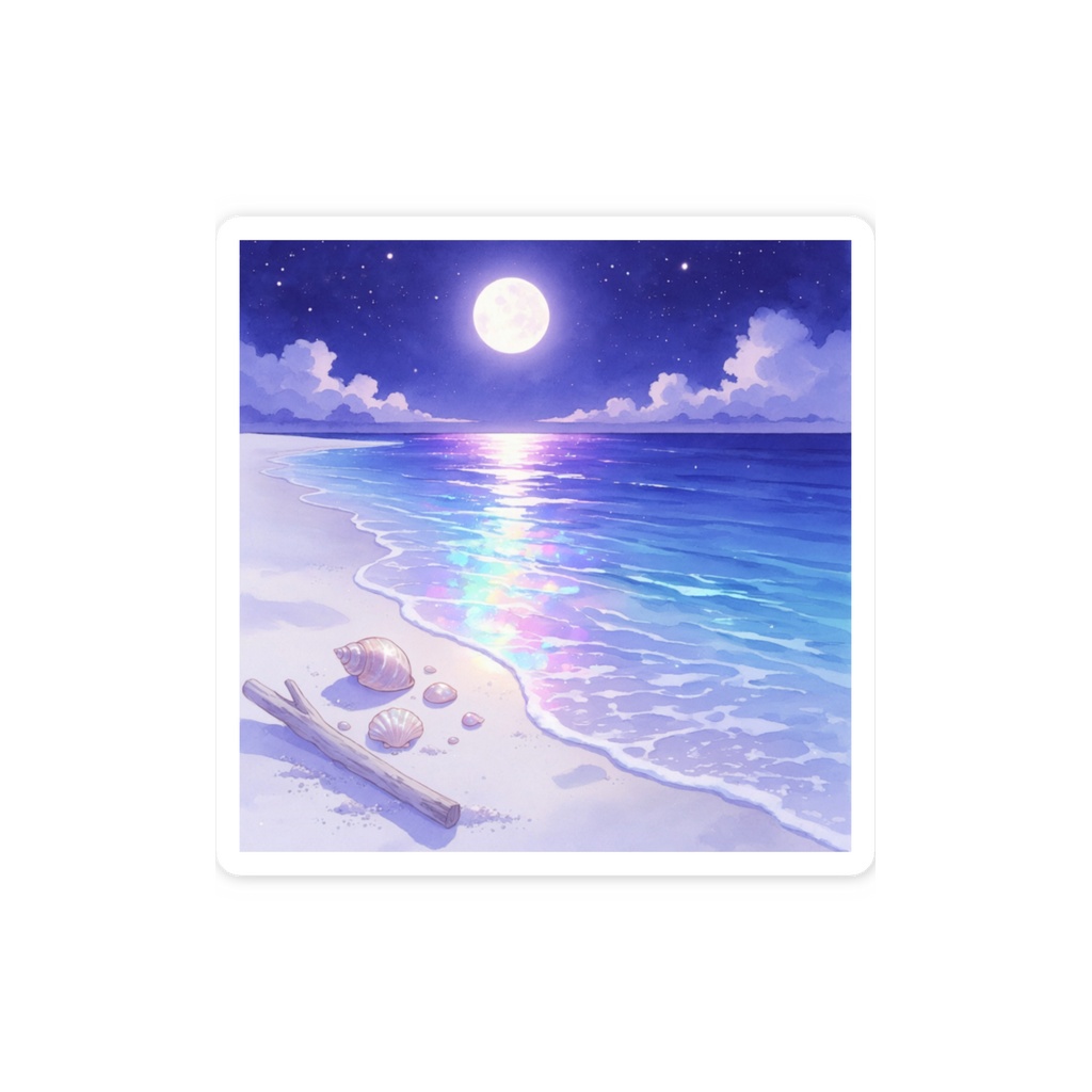 夜の海 スマホステッカー