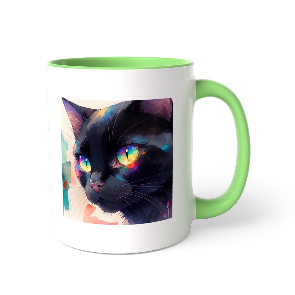 黒猫 ツートンカラーマグカップ