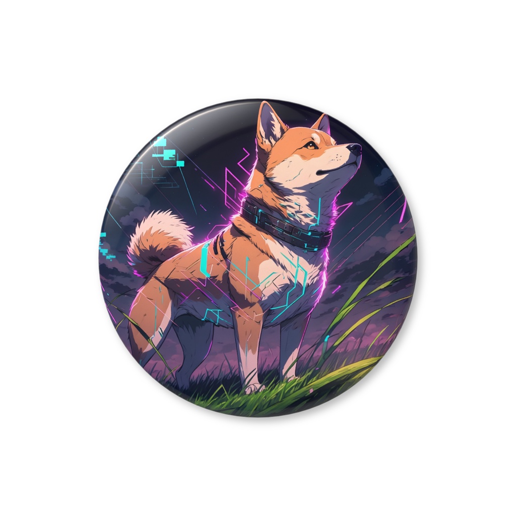 柴犬(サイバー風) 缶バッジ