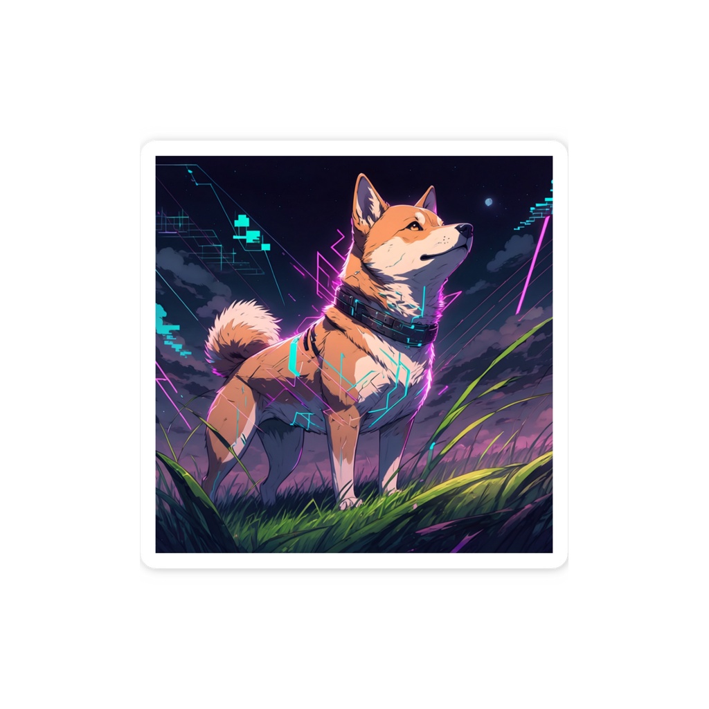 柴犬(サイバー風) スマホステッカー