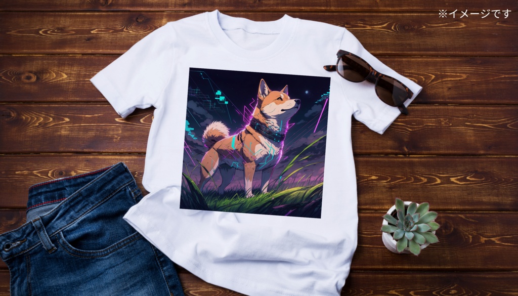 柴犬(サイバー風) Tシャツ