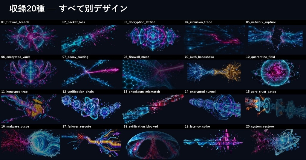 【演出素材】【無料あり】【ココフォリア/OBS対応】サイバー・データ流 vol.2 演出20種|通信障害・侵入検知・暗号解除(動くWebP+透過WebM)