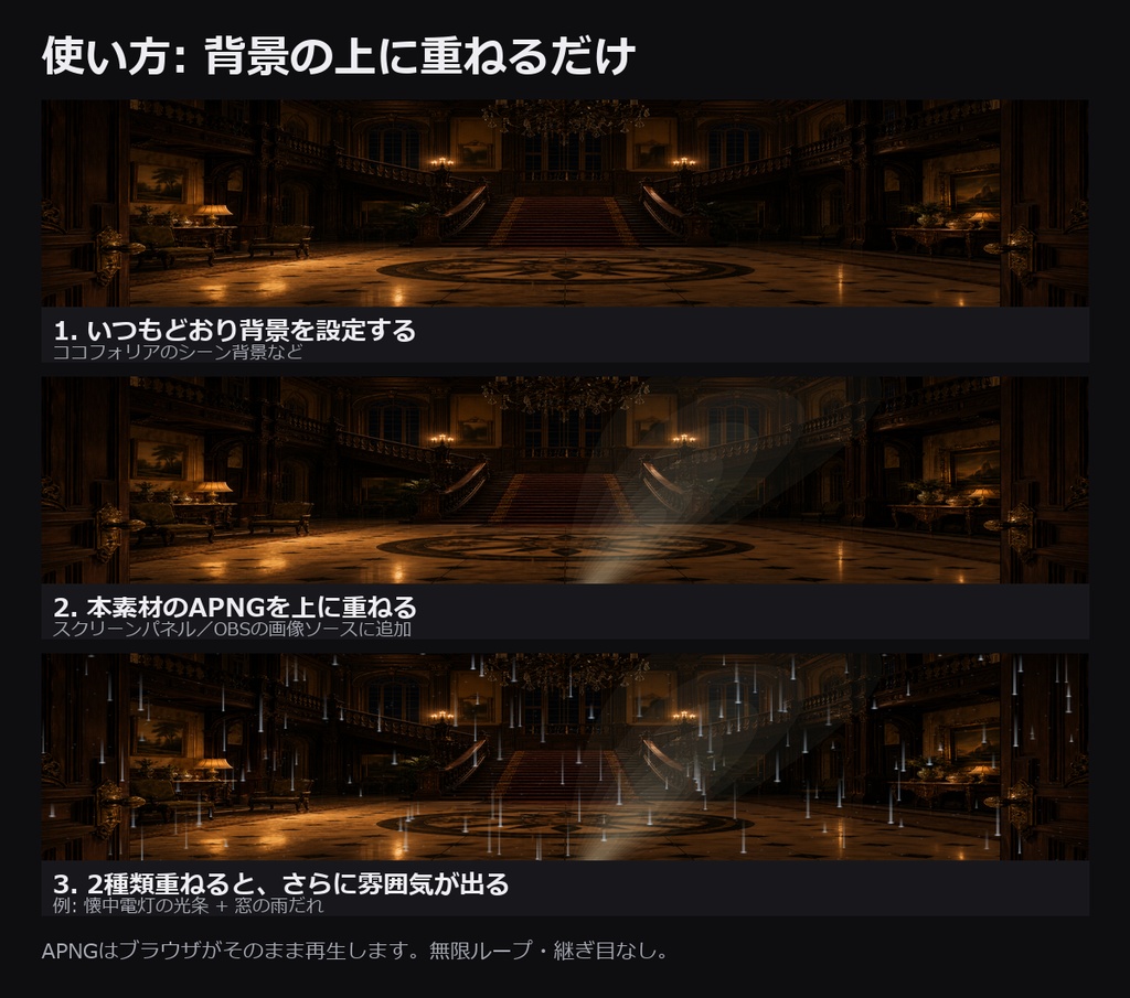 【演出素材】【無料あり】【ココフォリア対応】ホラー演出素材集 vol.3|全画面ループ12種 WebP+APNG(魔法陣/闇の眼/血管/懐中電灯)