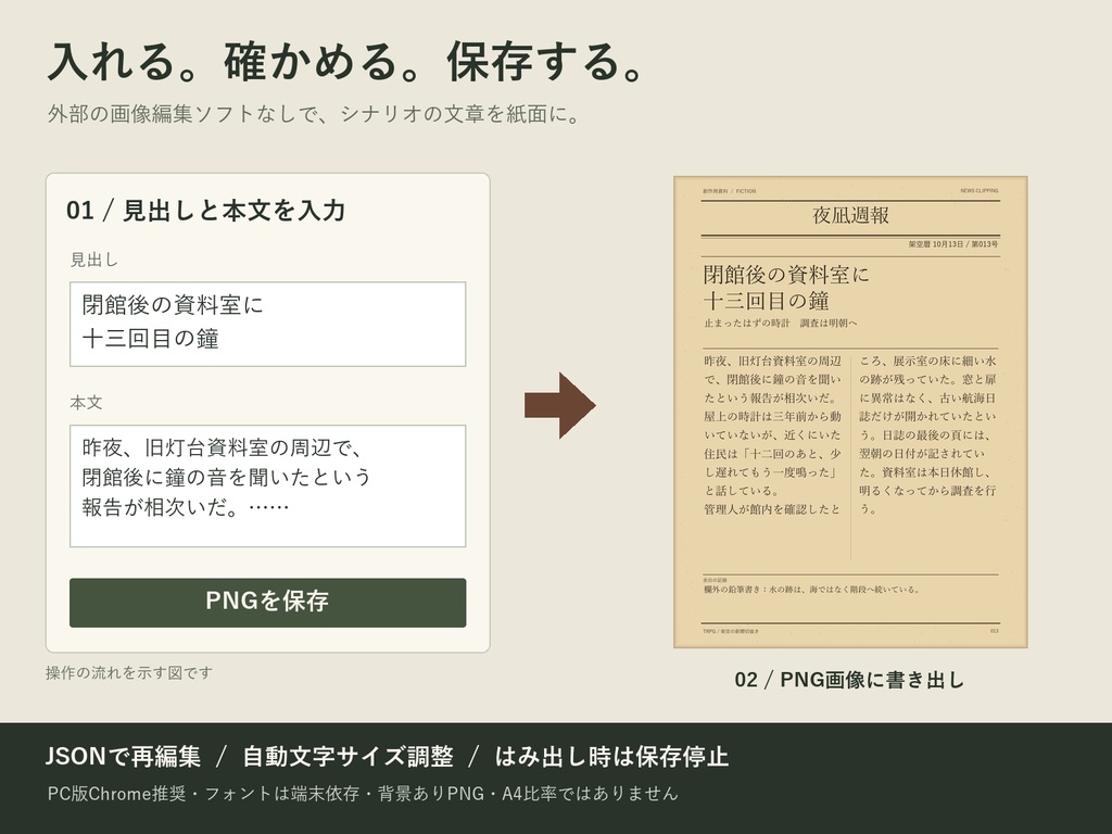残された記録|TRPGホラー資料メーカー【新聞切抜き・貼り紙・調査メモ/無料あり】