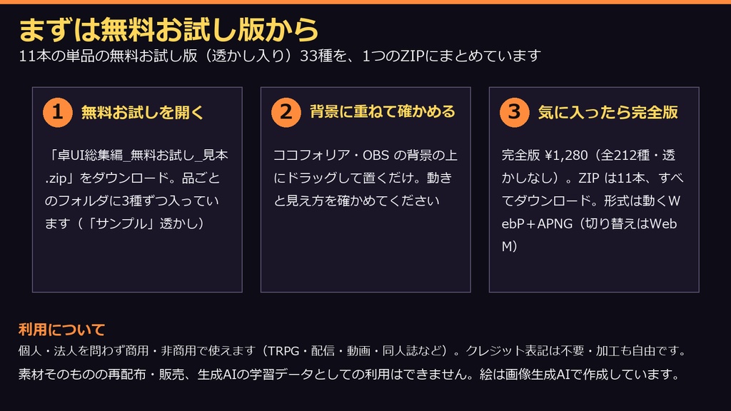 【まとめ割引!61%OFF】【無料あり】【TRPG/ココフォリア対応】卓の進行・UI 演出 総集編 212種|判定・戦闘・探索・移動・スマホ・シーン切り替えほか11本(動くWebP+APNG)