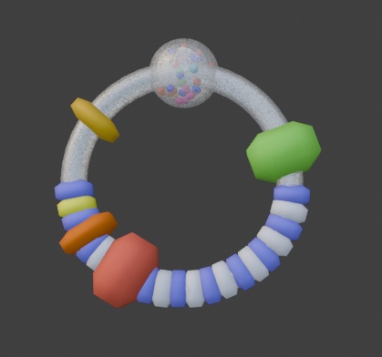 【3Dモデル】ベビーラトル|カラフルなリング型おもちゃ Colorful Ring Rattle | Baby Toy 3D Model