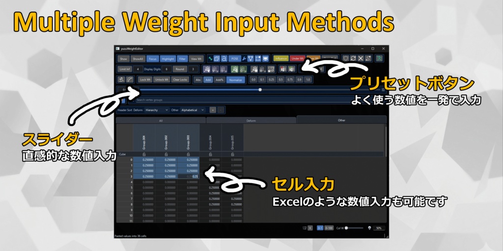 【早期アクセスセール】yuzuWeightEditor【スプレッドシートウェイト管理】