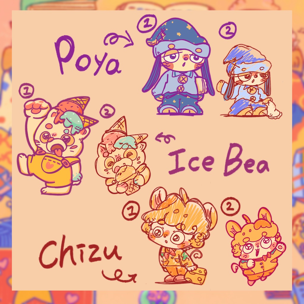 【前半】へんてこキャラステッカー 全10種から