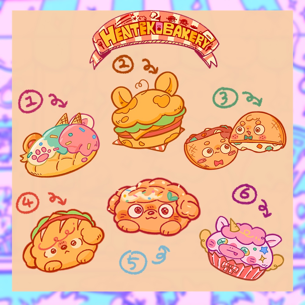 🆕🍞HENTEKO BAKERYステッカー全6種