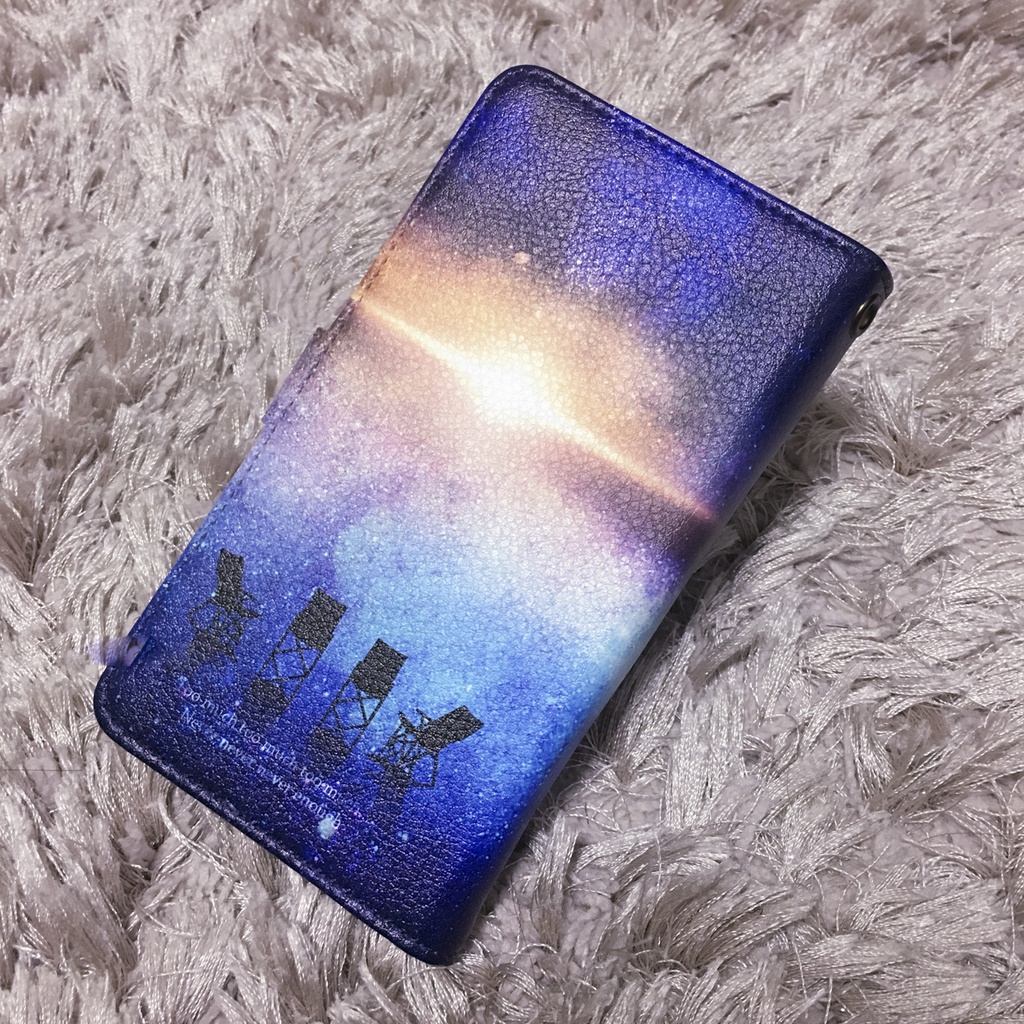 手帳型スマホカバーMサイズ -Camp and starry sky and dawn-