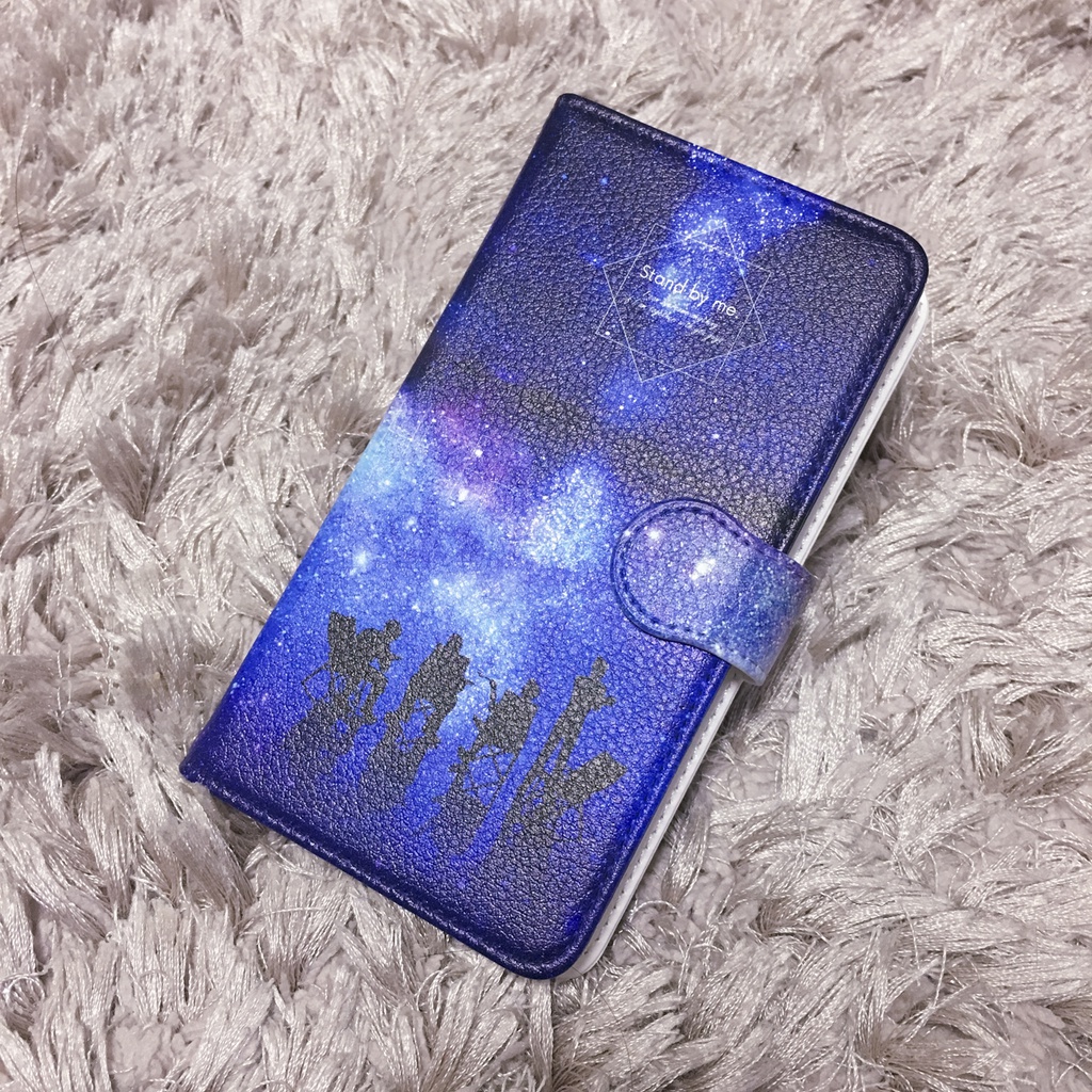 手帳型スマホカバーMサイズ -Camp and starry sky and dawn-