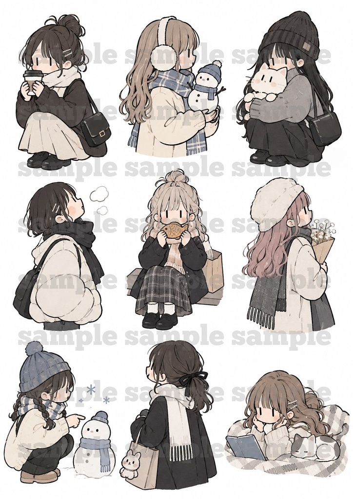 ゆるっと女の子ステッカー風