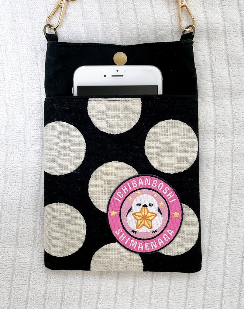 シマエナガ スマホショルダー(白水玉)