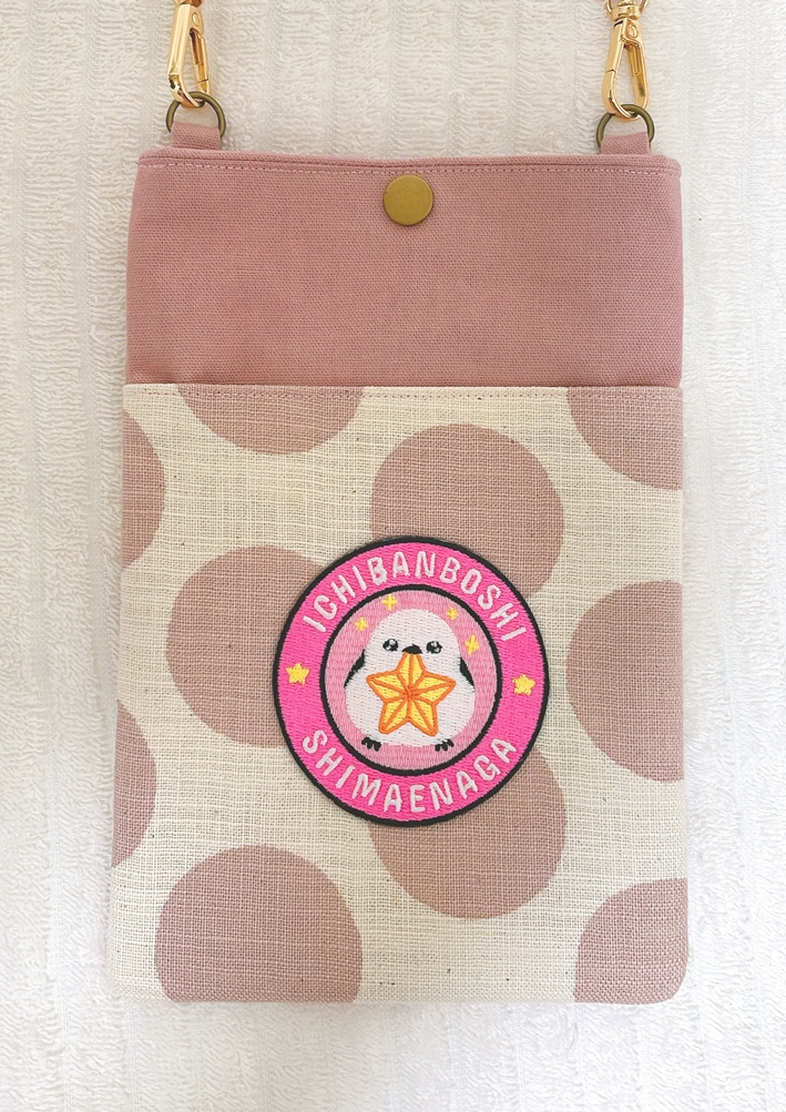 シマエナガ スマホショルダー(ピンク水玉)