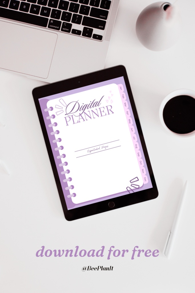Monthly Hyperlinked Purple Digital Planner