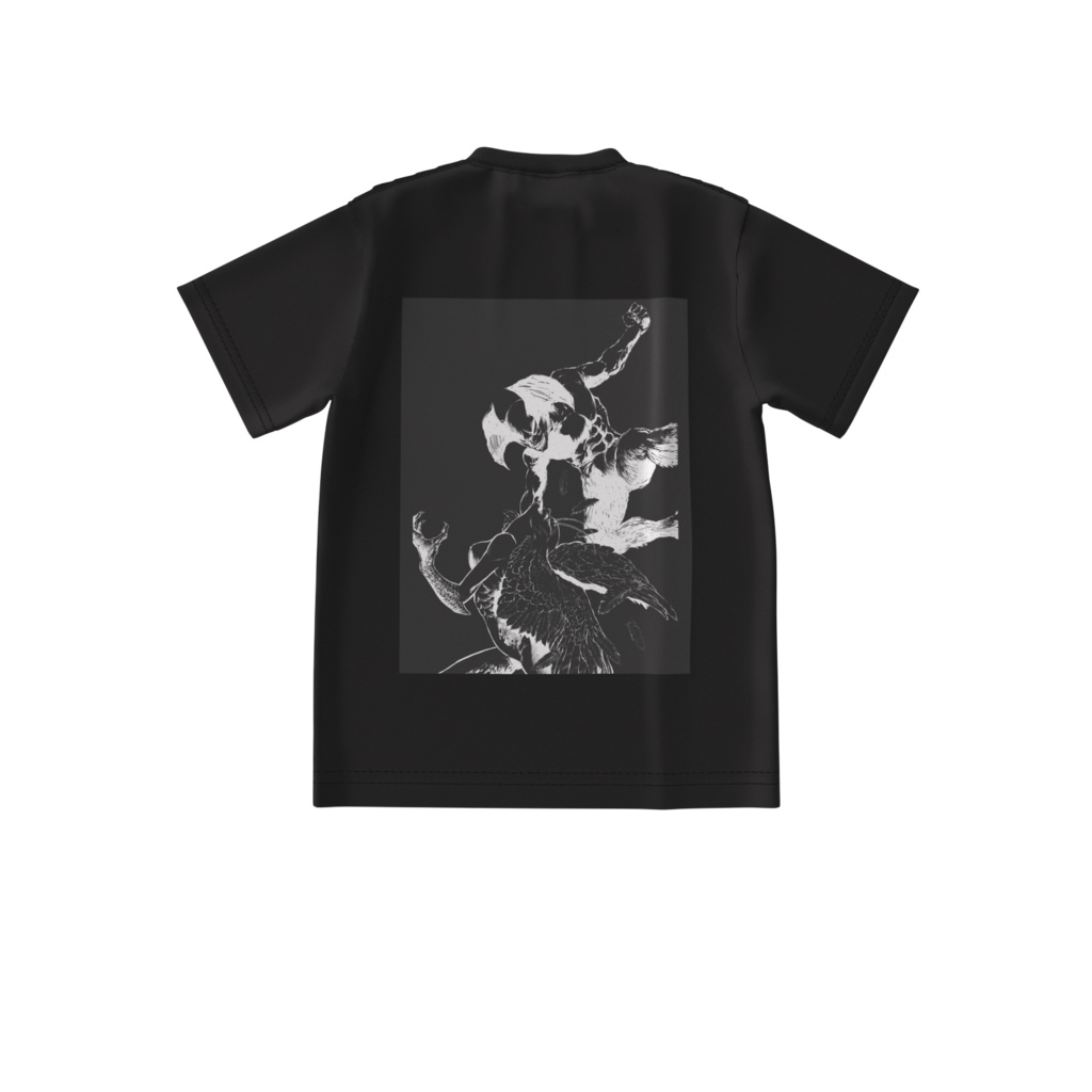 背中に白線でプリントしたビックTシャツ
