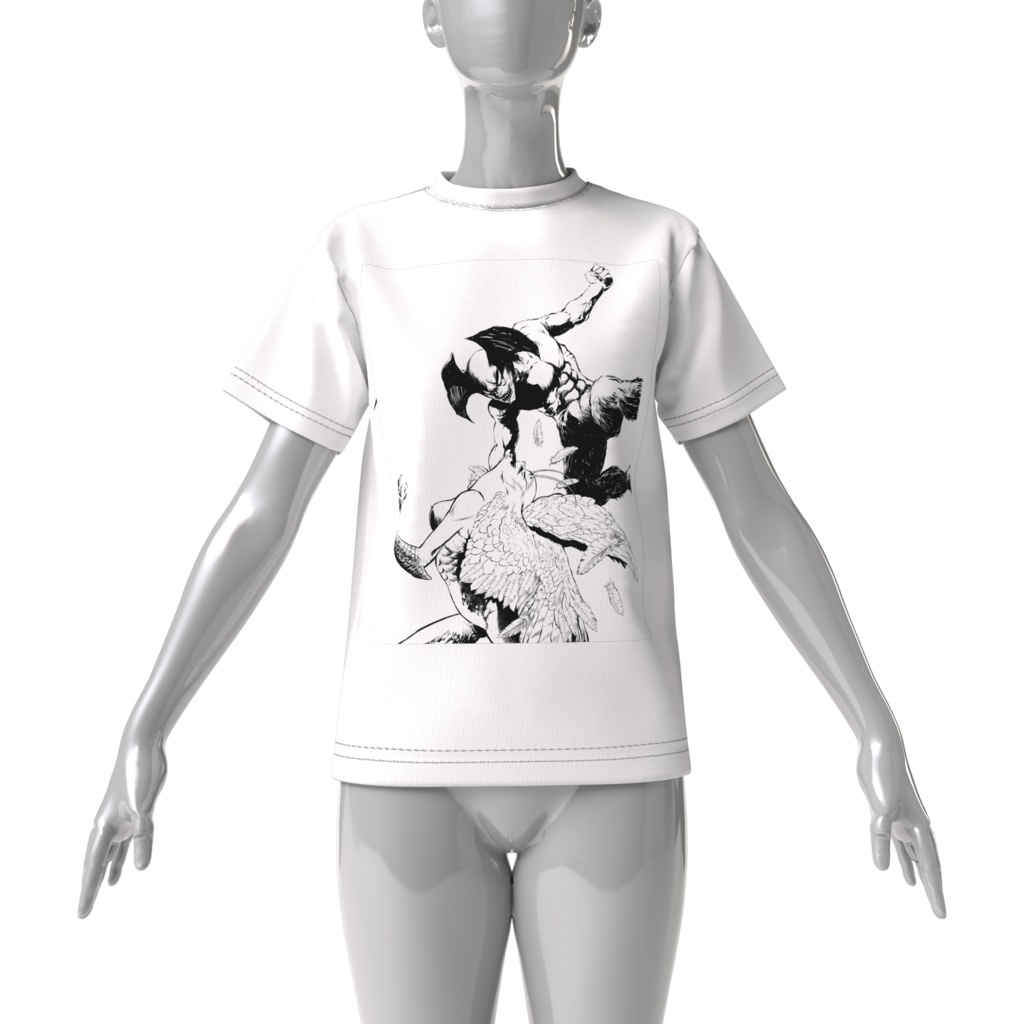 前面プリントホワイトビックTシャツ