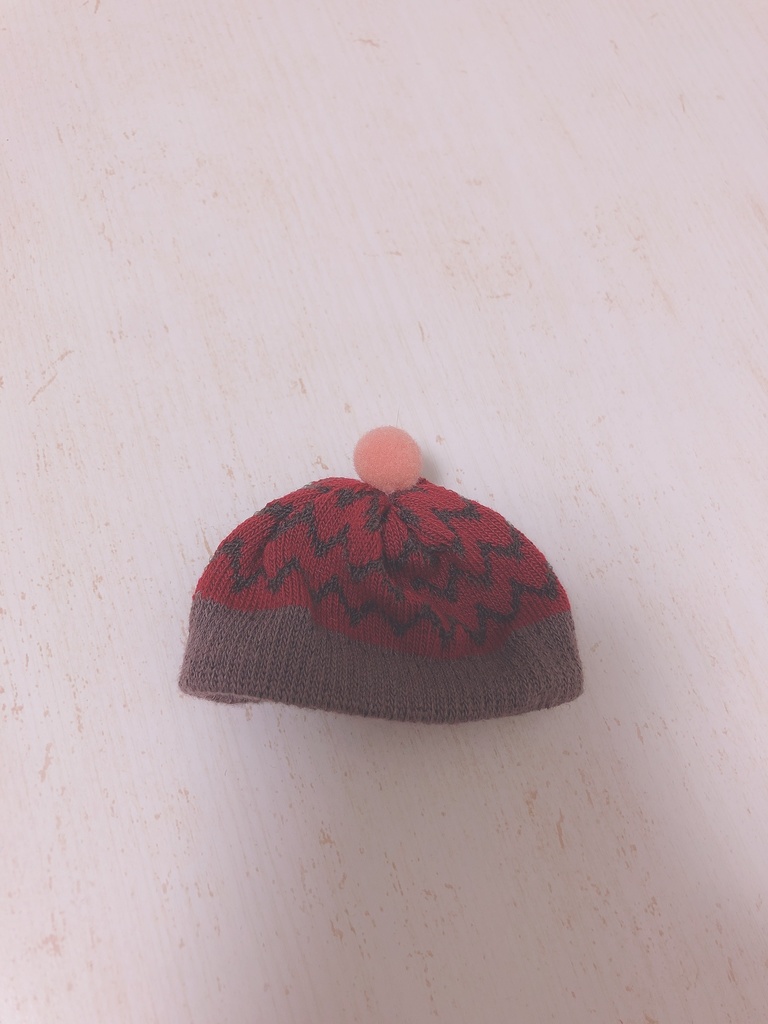 おまんじゅう　お帽子　しましまレッド