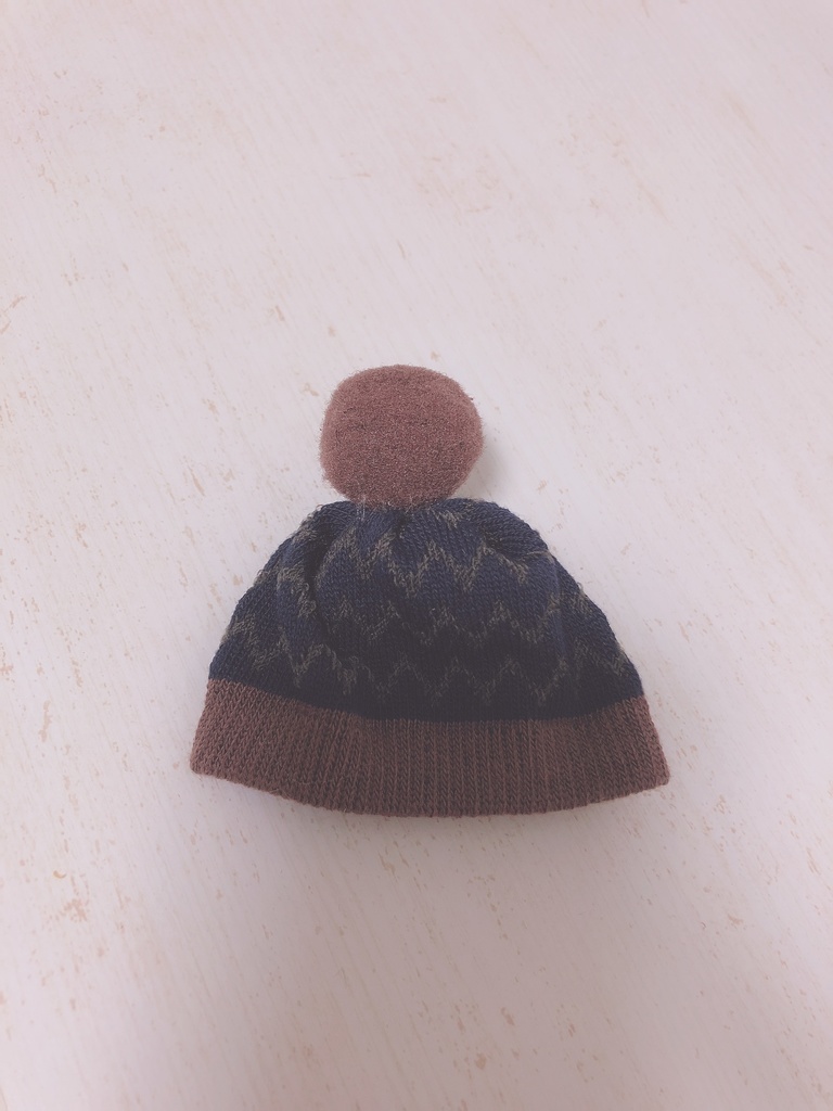 おまんじゅう　お帽子　しましまネイビー