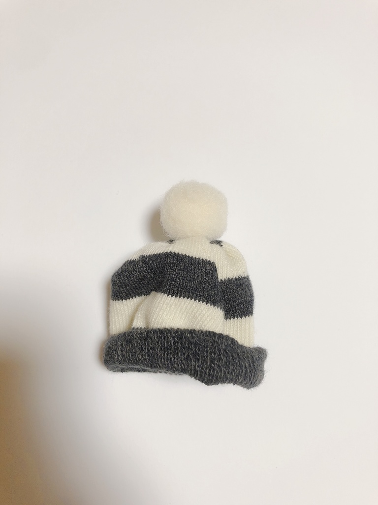 おまんじゅう　お帽子　しましまブラック