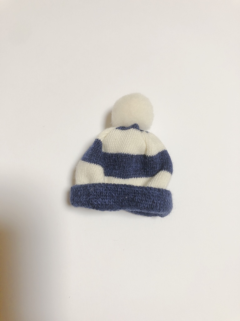 おまんじゅう　お帽子　しましまネイビー