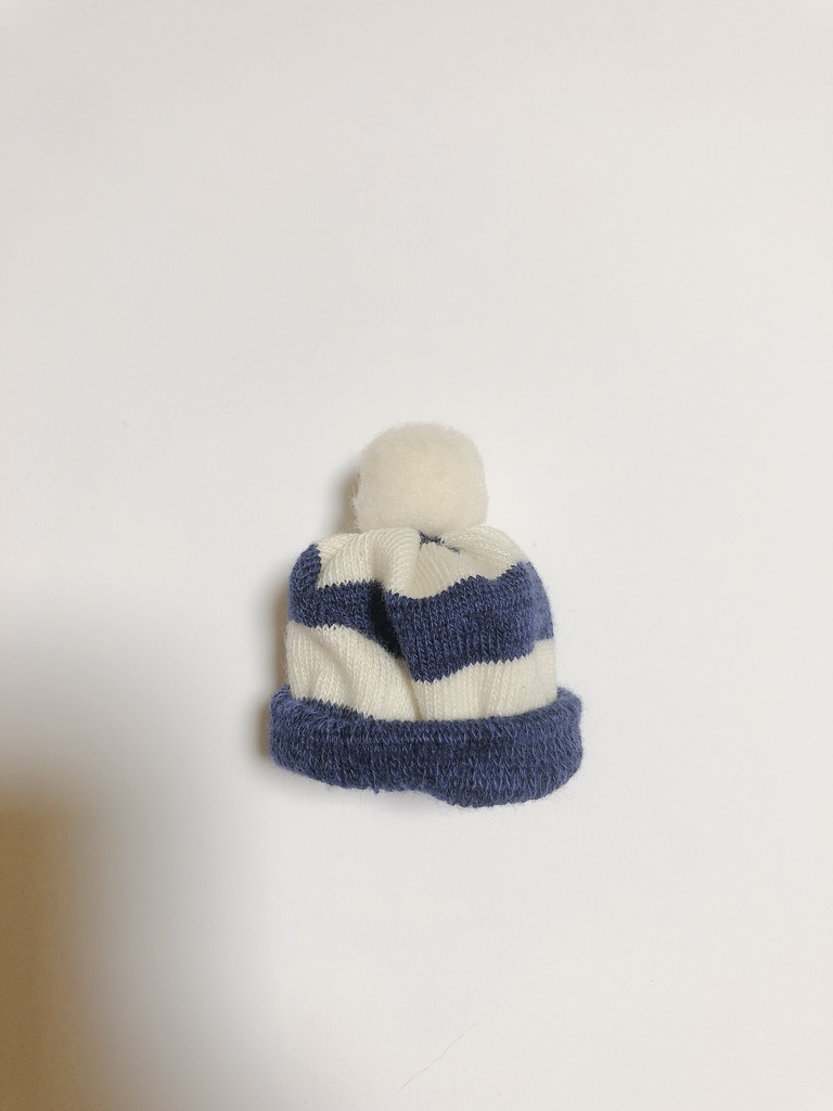 おまんじゅう　お帽子　しましまネイビー