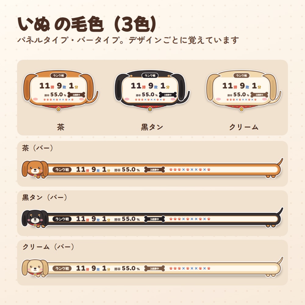 勝率カウンター アニマル版|ねこ・いぬ・ハムスター・ライオンの勝敗カウンター(OBS用)【勝つと動く/勝因・敗因の分析つき】