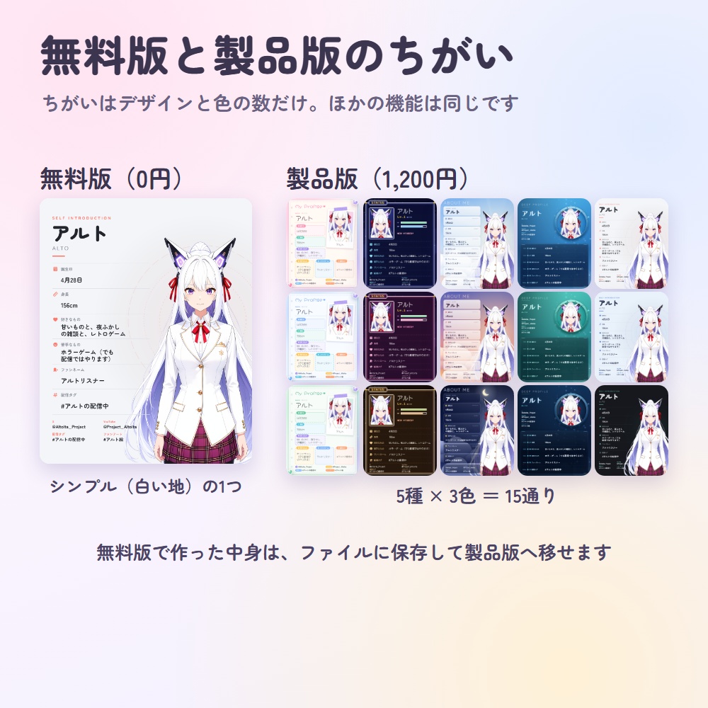 【無料版】VTuber自己紹介ボード|プロフィールを1つずつ公開する配信画面(OBS用)【初配信にも/インストール不要】