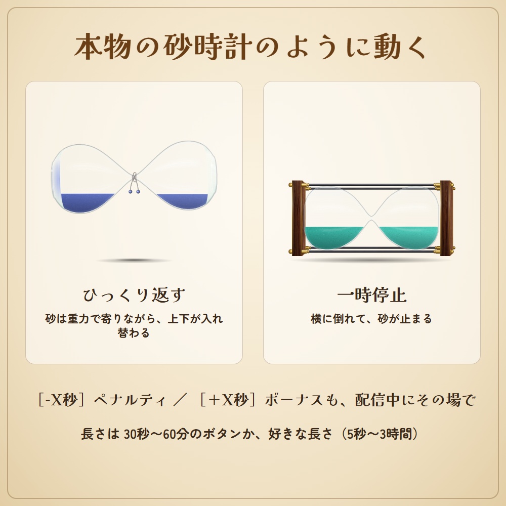【無料版あり】雰囲気を壊さない砂時計&ろうそくタイマー|数字を出さない制限時間(OBS用)【TRPG・人狼・怪談・脱出ゲームに】