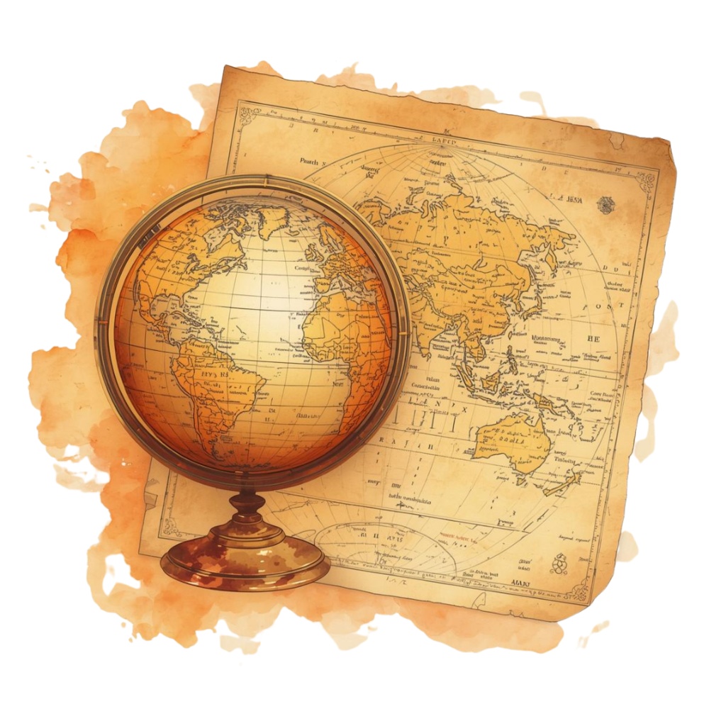 【旅行シリーズ2】水彩アンティーク風クリップアート10点セット|PNG背景透過