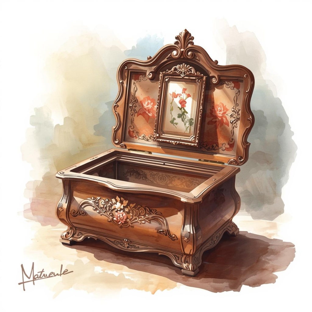 水彩アンティーク家具クリップアートセット(PNG)