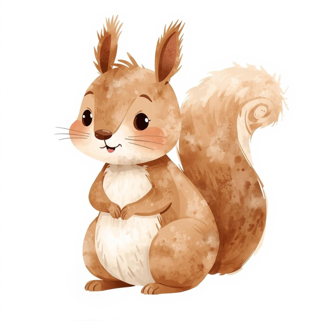 やさしい水彩アニマルクリップアート|イラスト素材(PNG背景透過)