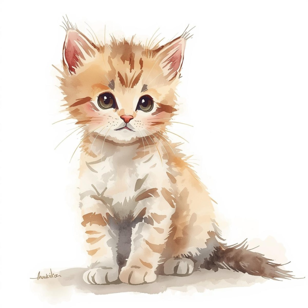 やさしい水彩アニマルクリップアート|イラスト素材(PNG背景透過)