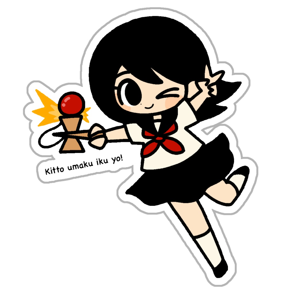 ステッカー②いくよちゃん(けん玉)