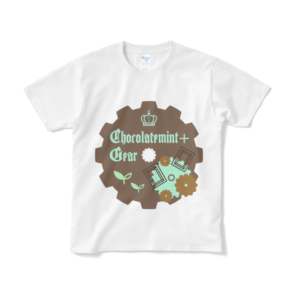 短納期Chocolatemint+Gearロゴ白Tシャツ（S~XL）