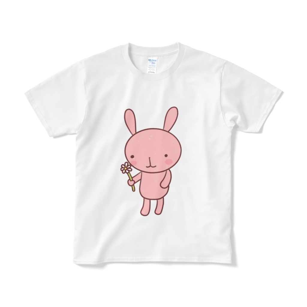花を愛でるももうさTシャツ