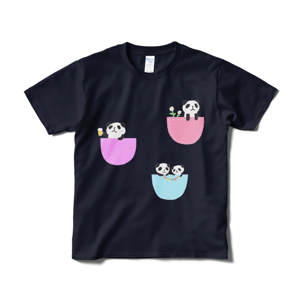 ゆるパンダのポケットTシャツ