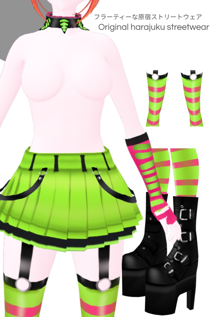 3D VROID ドキドキ系の原宿ストリートスタイル - 3D VROID Harajuku Outfit