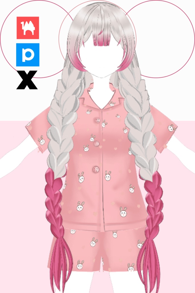 ふわふわ三つ編みヘア (3D VRoid) - 3D VROID HAIRSTYLE - Long fluffy braids