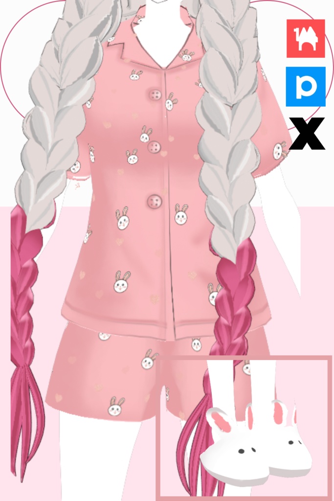ピンクうさぎパジャマ (3D VRoid) - 3D VROID PAJAMA - Pink bunny