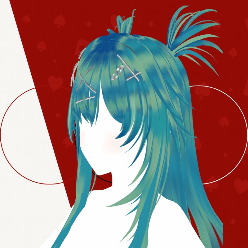 ブルー×ターコイズ原宿ヘア – ピン付き!- 3D Vroid Harajuku Style Hairstyle